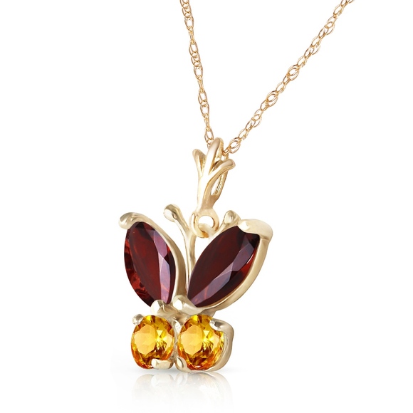 BUTTERFLY NECKLACE WITH GARNETS & CITRINES